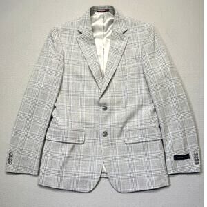 Tommy Hilfiger Men's Modern-Fit Windowpane Sport Coat light grey 38R $295